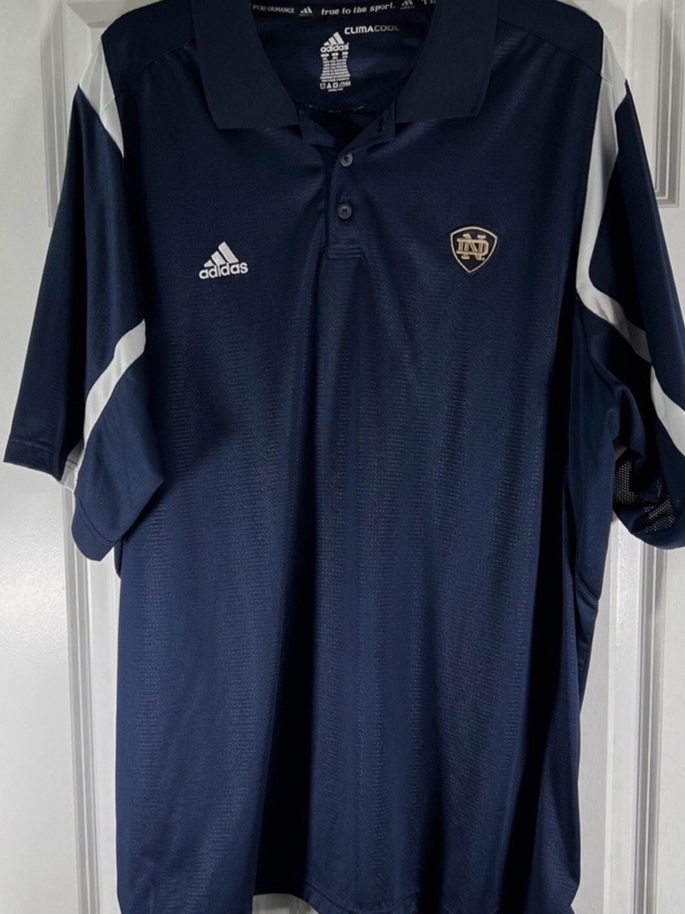 Adidas Notre Dame Sz XXL Climacool Embroidered Polo